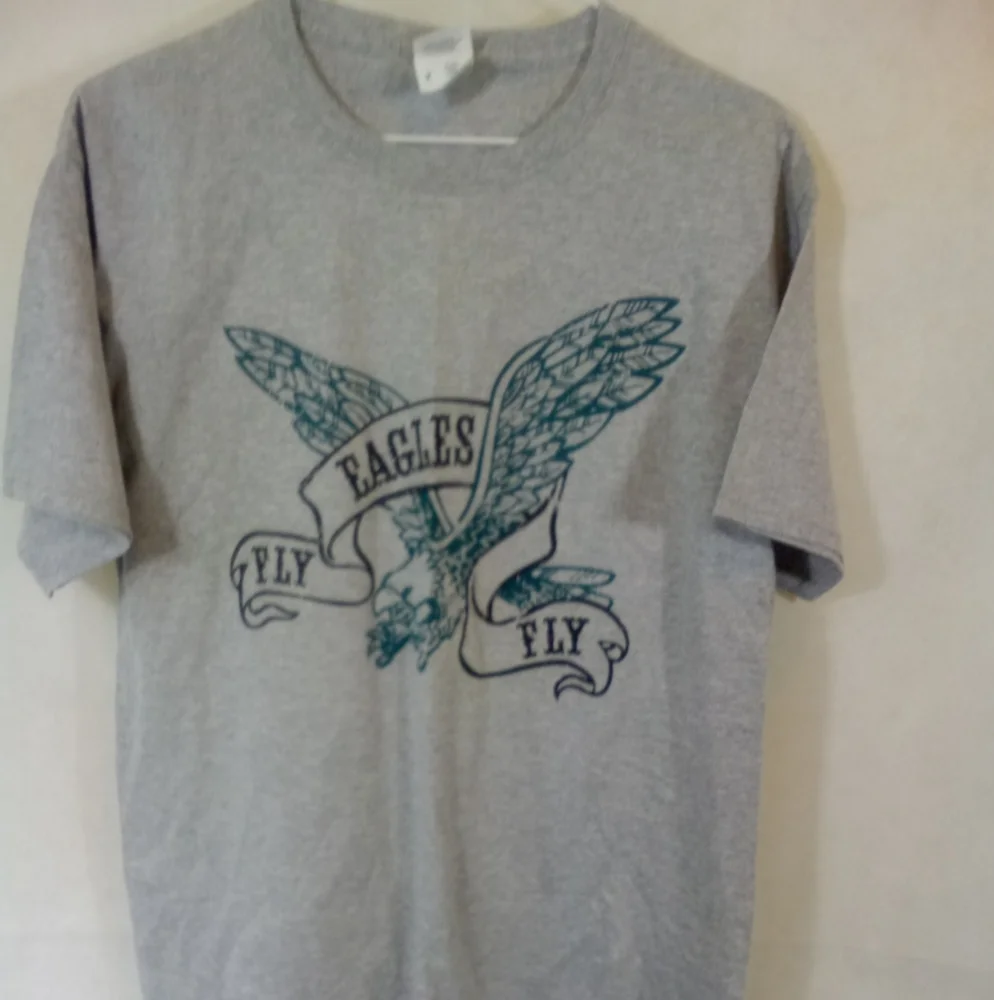 Mens Gray S/S Philadelphia Eagles Fly Pullover Crew Neck Shirt Football M - Picture 1 of 4